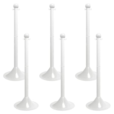 Mr. Chain White Light Duty Stowable Stanchion, 6PK 93501-6